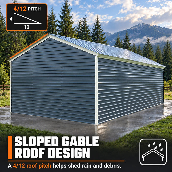 20' x 30' Metal Garage Shed Steel Building, 35 PSF Snow Load Rated, Two 8'4" Double Doors, Side Entry Door, 13' Peak Height, Engineering Drawing TMG-MSE2030-SR35