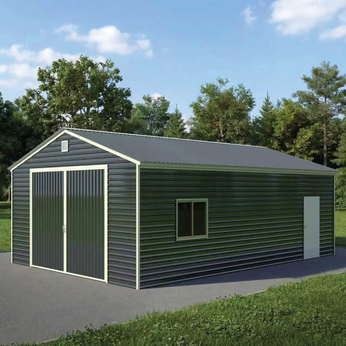 20' x 30' Metal Garage Shed Steel Building, 35 PSF Snow Load Rated, 11'10" Large Front Door, Side Entry, 13' Peak Height, Engineering Drawing, TMG-MSE2030D-SR35