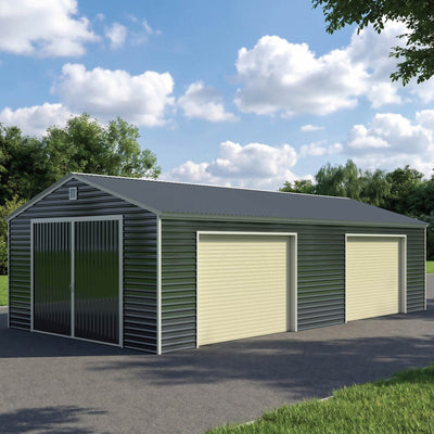 20' x 40' Metal Garage Shed Steel Building, 35 PSF Snow Load Rated, 11'10" Large Front Door, 8'9" Double Side Roll-up Doors, 13' Peak Height, Engineering Drawing, TMG-MSE2040DS-SR35
