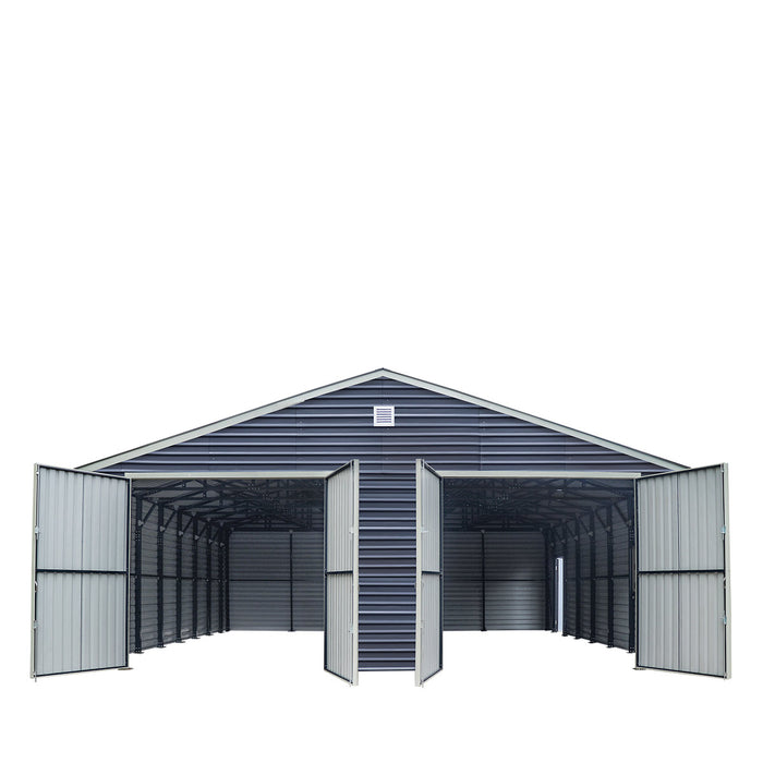 30' x 30' Metal Garage Shed Steel Building, 35 PSF Snow Load Rated, 10' Front Doors, Side Entry Door, Engineering Drawing TMG-MSE3030-SR35