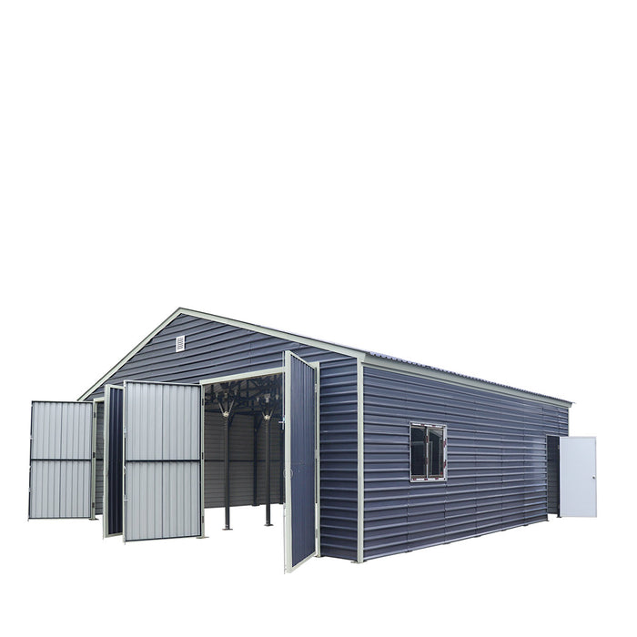 30' x 30' Metal Garage Shed Steel Building, 35 PSF Snow Load Rated, 10' Front Doors, Side Entry Door, Engineering Drawing TMG-MSE3030-SR35