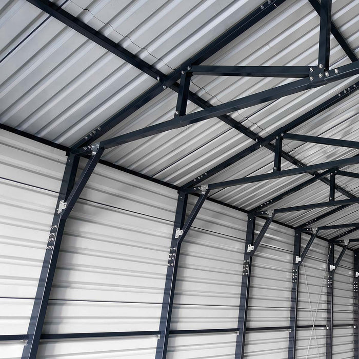 30' x 30' Metal Garage Shed Steel Building, 35 PSF Snow Load Rated, 10' Front Doors, Side Entry Door, Engineering Drawing TMG-MSE3030-SR35
