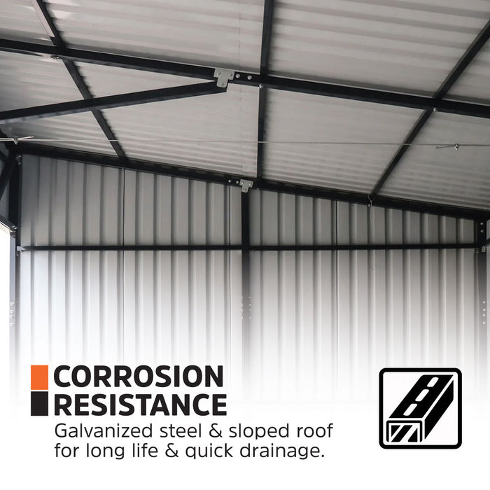 12' x 20' Horse Run-In Shed with Portable Skid Mount and Wide Front Opening for Livestock Shelter, Bolts & Nuts Assembling TMG-MSK1220