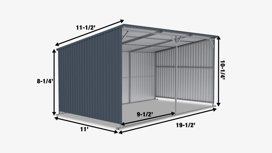 Abri pour chevaux 3,6 m x 6 m avec base portative et large ouverture frontale pour bétail TMG-MSL1220