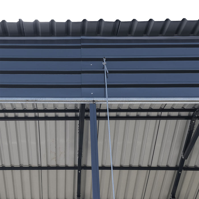 Abri VR Métallique 14' x 30', Hauteur de Pointe 16'2", Dégagement Intérieur 15', Parois Latérales Ouvertes 14'1", TMG-MSRV1430