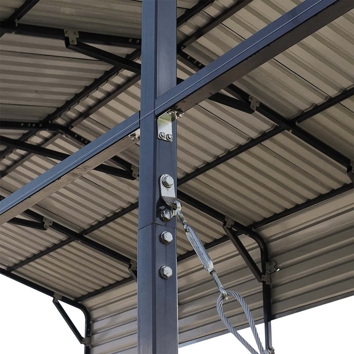 Abri VR Métallique 14' x 30', Hauteur de Pointe 16'2", Dégagement Intérieur 15', Parois Latérales Ouvertes 14'1", TMG-MSRV1430
