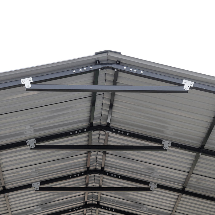 Abri VR Métallique 14' x 30', Hauteur de Pointe 16'2", Dégagement Intérieur 15', Parois Latérales Ouvertes 14'1", TMG-MSRV1430