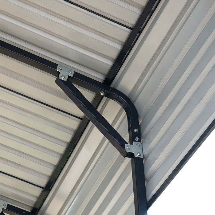 Abri VR Métallique 14' x 30', Hauteur de Pointe 16'2", Dégagement Intérieur 15', Parois Latérales Ouvertes 14'1", TMG-MSRV1430