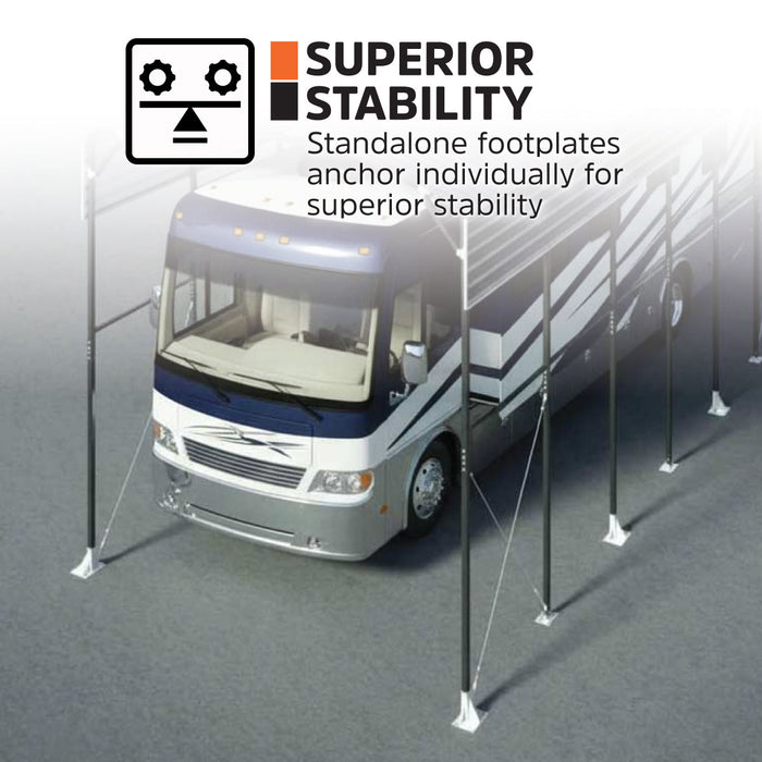 14' x 30' Metal Shed Shelter for Class-B RV, 16'2" Peak Height, 15' Inner Clearance, 14'1" Open Sidewalls, TMG-MSRV1430