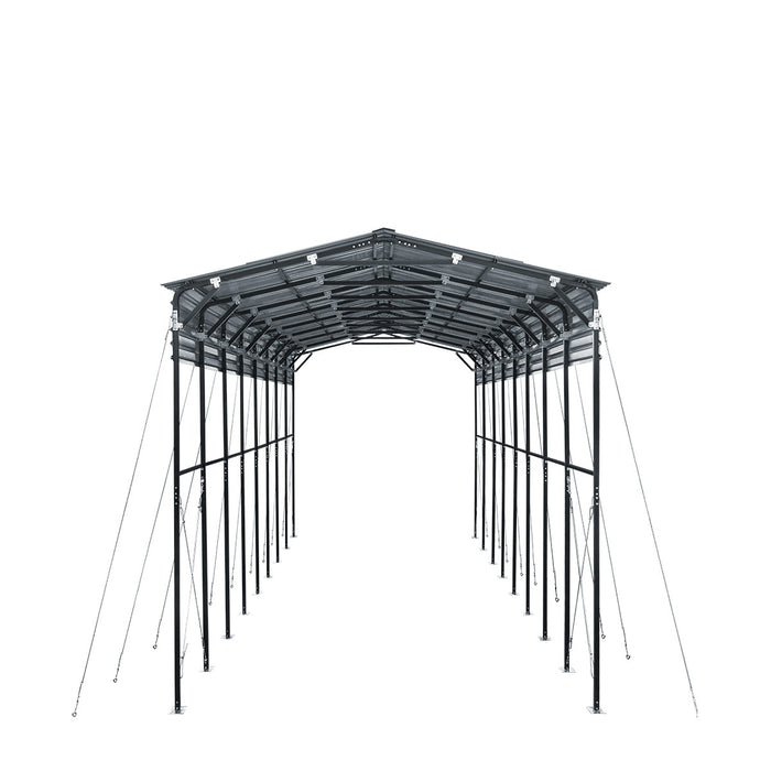 14' x 40' Metal Shed Shelter for Class-A RV, 16'2" Peak Height, 15' Inner Clearance, 14'1" Open Sidewalls, TMG-MSRV1440