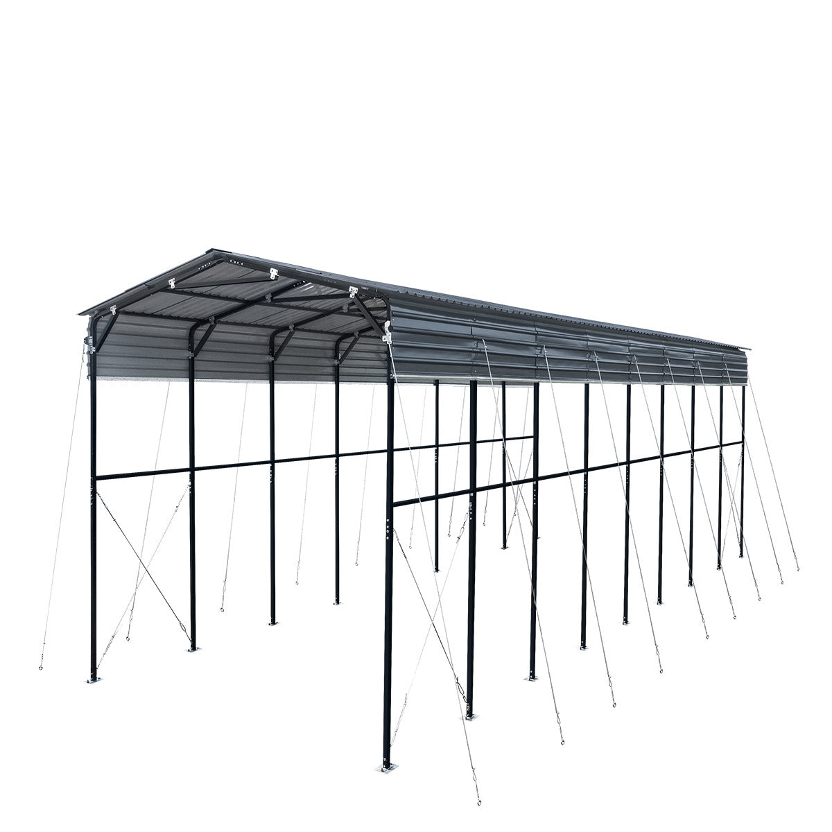 14' x 40' Metal Shed Shelter for Class-A RV, 16'2" Peak Height, 15' Inner Clearance, 14'1" Open Sidewalls, TMG-MSRV1440