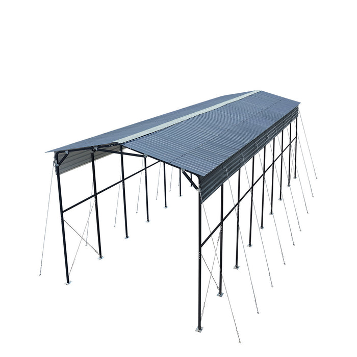 14' x 40' Metal Shed Shelter for Class-A RV, 16'2" Peak Height, 15' Inner Clearance, 14'1" Open Sidewalls, TMG-MSRV1440