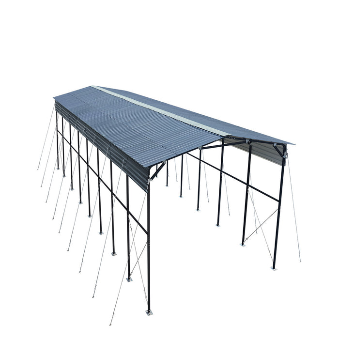 14' x 40' Metal Shed Shelter for Class-A RV, 16'2" Peak Height, 15' Inner Clearance, 14'1" Open Sidewalls, TMG-MSRV1440