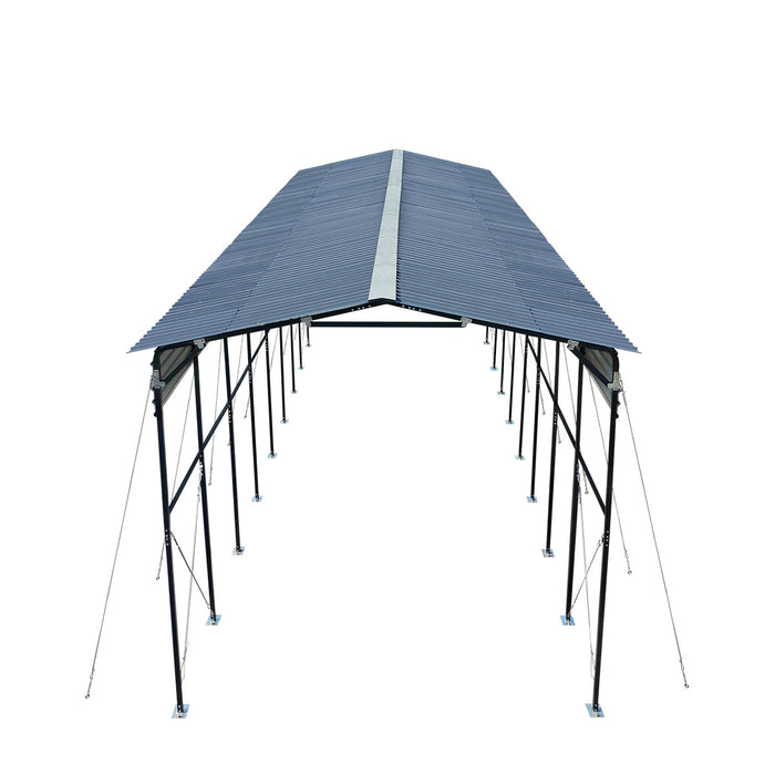14' x 40' Metal Shed Shelter for Class-A RV, 16'2" Peak Height, 15' Inner Clearance, 14'1" Open Sidewalls, TMG-MSRV1440