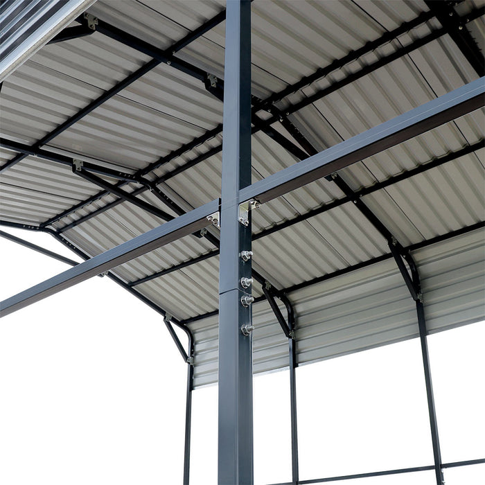 14' x 40' Metal Shed Shelter for Class-A RV, 16'2" Peak Height, 15' Inner Clearance, 14'1" Open Sidewalls, TMG-MSRV1440