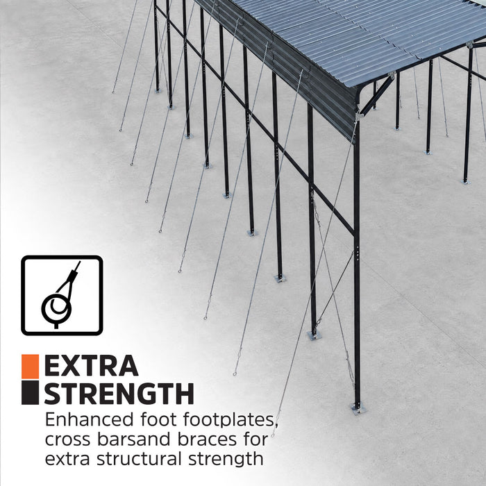 14' x 40' Metal Shed Shelter for Class-A RV, 16'2" Peak Height, 15' Inner Clearance, 14'1" Open Sidewalls, TMG-MSRV1440