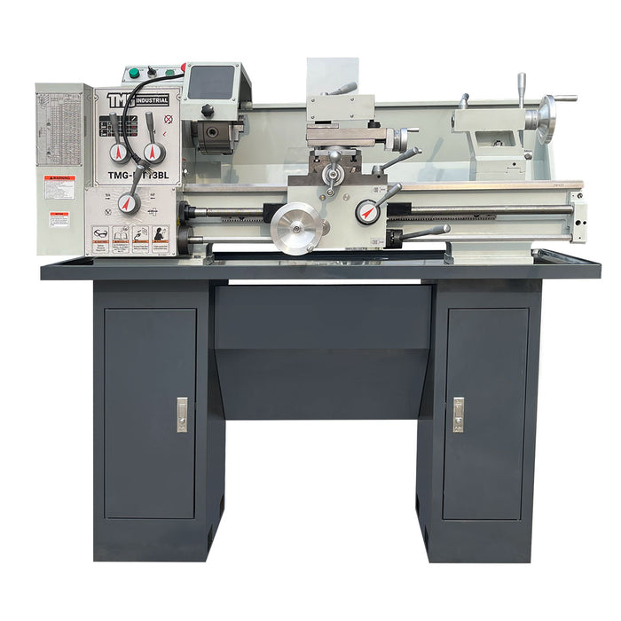 Tour à métaux de précision 13" x 30" avec support, moteur de 1,1 kW, 60 - 1800 tr/min, 12 vitesses de broche, filetage impérial et métrique, TMG-MT13BL