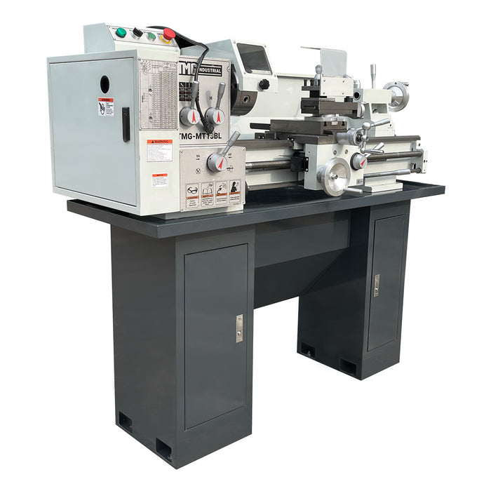 Tour à métaux de précision 13" x 30" avec support, moteur de 1,1 kW, 60 - 1800 tr/min, 12 vitesses de broche, filetage impérial et métrique, TMG-MT13BL