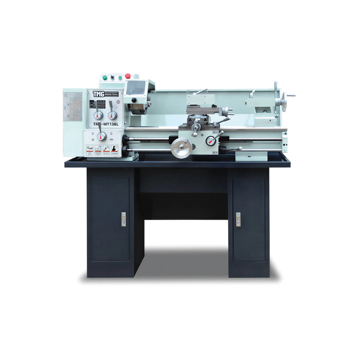 Tour à métaux de précision 13" x 30" avec support, moteur de 1,1 kW, 60 - 1800 tr/min, 12 vitesses de broche, filetage impérial et métrique, TMG-MT13BL