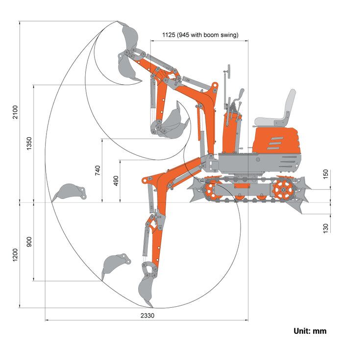 1365 LB Mini Compact Excavator, 306cc/8.5HP Gas Engine, 11-½" Bucket Width, 2000 Lb Digging Force, TMG-MVE05