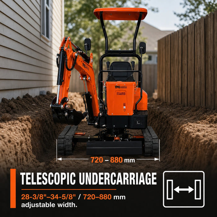 1830 LB Compact Mini Excavator, 306cc/8.5 HP Gas Engine, 12-¼” Bucket Width, 2600 Lb Digging Force, TMG-MVE06
