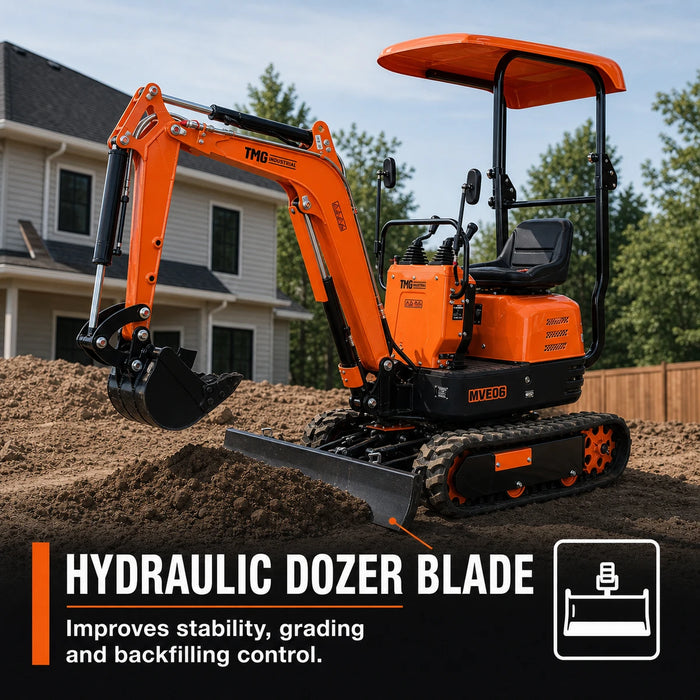 1830 LB Compact Mini Excavator, 306cc/8.5 HP Gas Engine, 12-¼” Bucket Width, 2600 Lb Digging Force, TMG-MVE06
