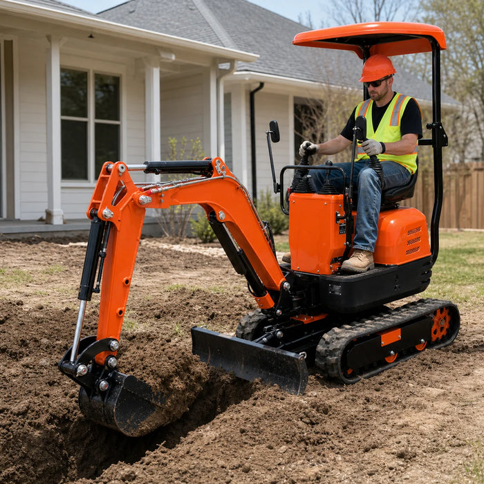1830 LB Compact Mini Excavator, 306cc/8.5 HP Gas Engine, 12-¼” Bucket Width, 2600 Lb Digging Force, TMG-MVE06