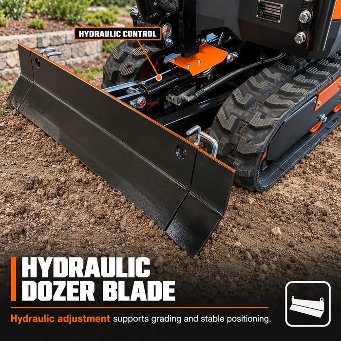Mini-excavatrice compacte de 2200 LB, moteur à essence 420 cm3/14 CV, largeur de godet de 13-¾ po, force de creusage de 2765 lb, TMG-MVE07
