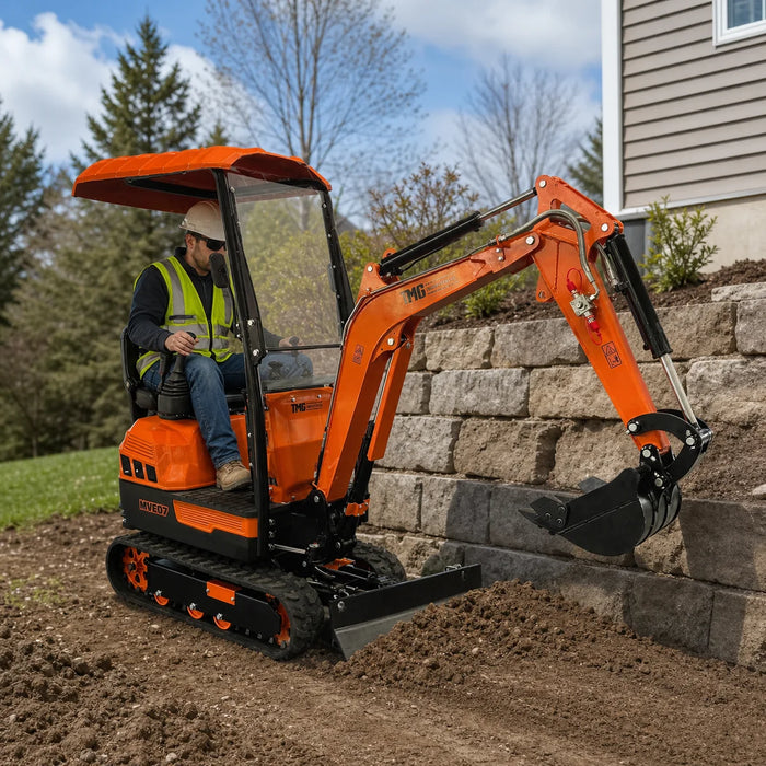 2200 LB Compact Mini Excavator, 420cc/14 HP Gas Engine, 13-¾” Bucket Width, 2765 Lb Digging Force, TMG-MVE07