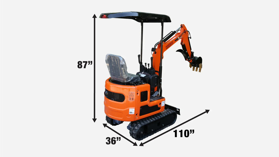 Compact Mini Excavator, 13.5 HP Briggs & Stratton XR Gas Engine, 61-½" Max. Digging Depth, 1900 Lb Operating Weight TMG-MVE08
