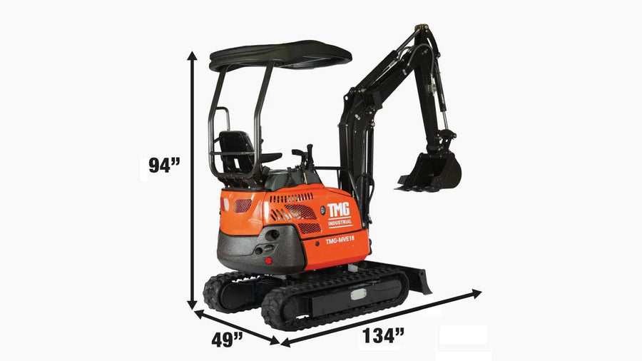 1800 KG Compact Mini Excavator, 16 HP Kubota Diesel, KDK Pump, Eaton Motor, 86" Digging Depth TMG-MVE18
