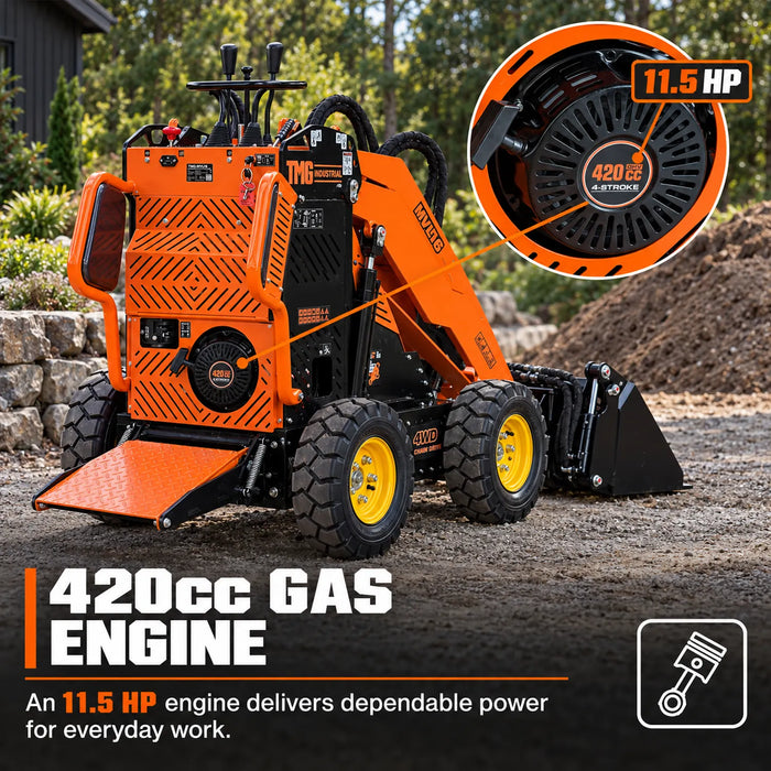 1630 LB Wheeled Stand-On Skid Steer, 420cc/11.5 HP Gas Engine, 30" Bucket Width, TMG-MVL16