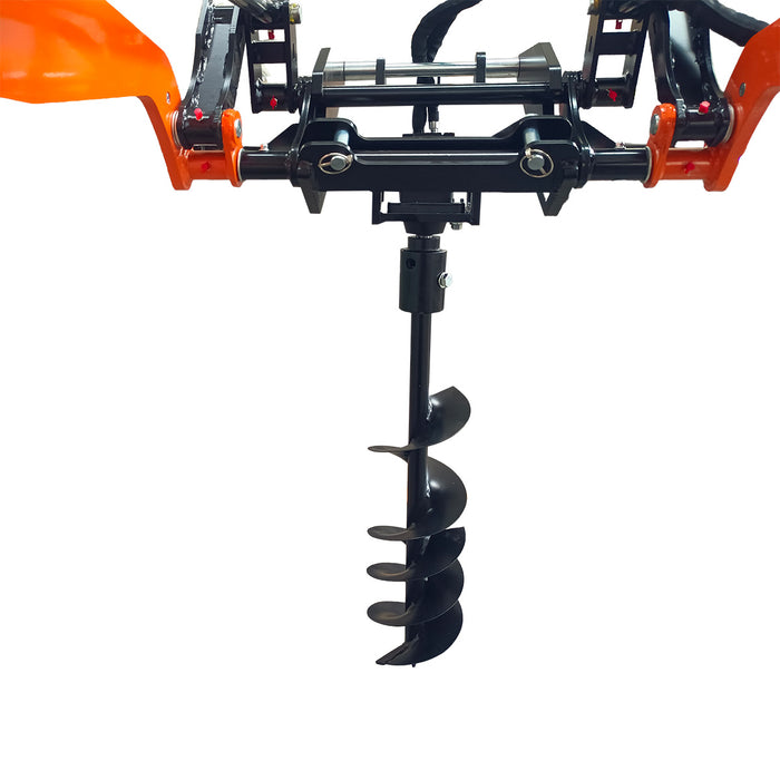 7-7/8" Post Hole Digger with Auger, G 3/8" Hydraulic Hoses and Flat Quick Couplers, Works for TMG-MVL16 & TMG-MVL20 Stand-on Skid Steer, TMG-MVL20-AU