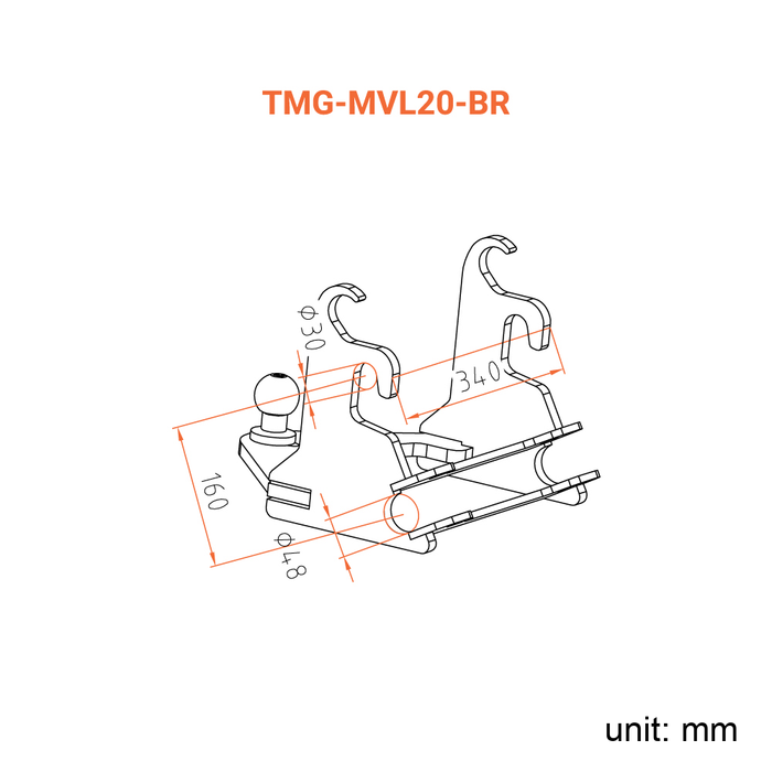 2" Ball Mount Hitch Receiver, Works for TMG-MVL16 & TMG-MVL20 Stand-on Skid Steer, TMG-MVL20-BR