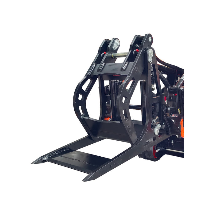 13-3/8" Log Grapple, G 3/8" Hydraulic Hoses and Flat Quick Couplers, Works for TMG-MVL16 & TMG-MVL20 Stand-on Skid Steer, TMG-MVL20-GRP