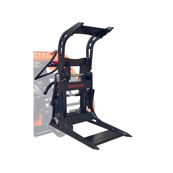 13-3/8" Log Grapple, G 3/8" Hydraulic Hoses and Flat Quick Couplers, Works for TMG-MVL16 & TMG-MVL20 Stand-on Skid Steer, TMG-MVL20-GRP