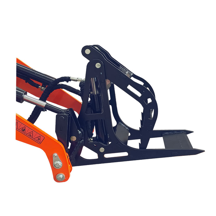 13-3/8" Log Grapple, G 3/8" Hydraulic Hoses and Flat Quick Couplers, Works for TMG-MVL16 & TMG-MVL20 Stand-on Skid Steer, TMG-MVL20-GRP