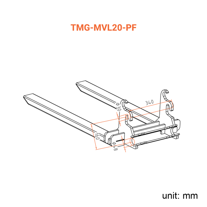 31-1/2" Pallet Fork, Heavy-duty High-Strength Steel, Works for TMG-MVL16 & TMG-MVL20 Stand-on Skid Steer, TMG-MVL20-PF