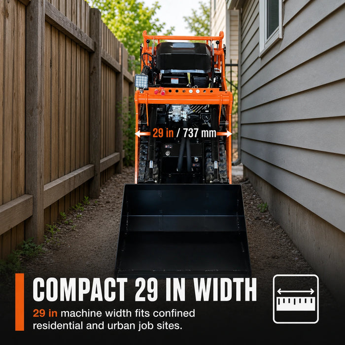 1650 LB Tracked Stand-On Mini Skid Steer, 306cc/8.5 HP Gas Engine, 30" Bucket Width, TMG-MVL20