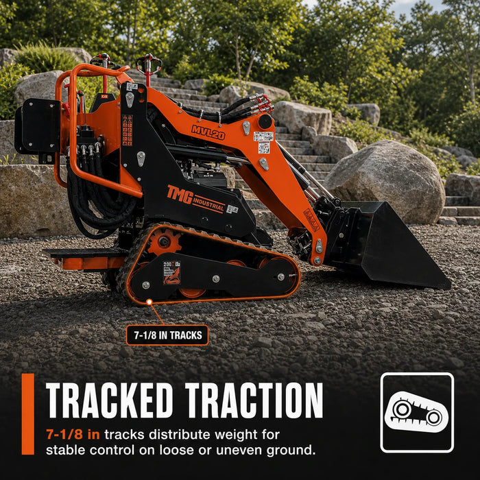 1650 LB Tracked Stand-On Mini Skid Steer, 306cc/8.5 HP Gas Engine, 30" Bucket Width, TMG-MVL20