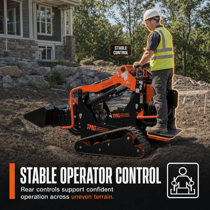 1650 LB Tracked Stand-On Mini Skid Steer, 306cc/8.5 HP Gas Engine, 30" Bucket Width, TMG-MVL20