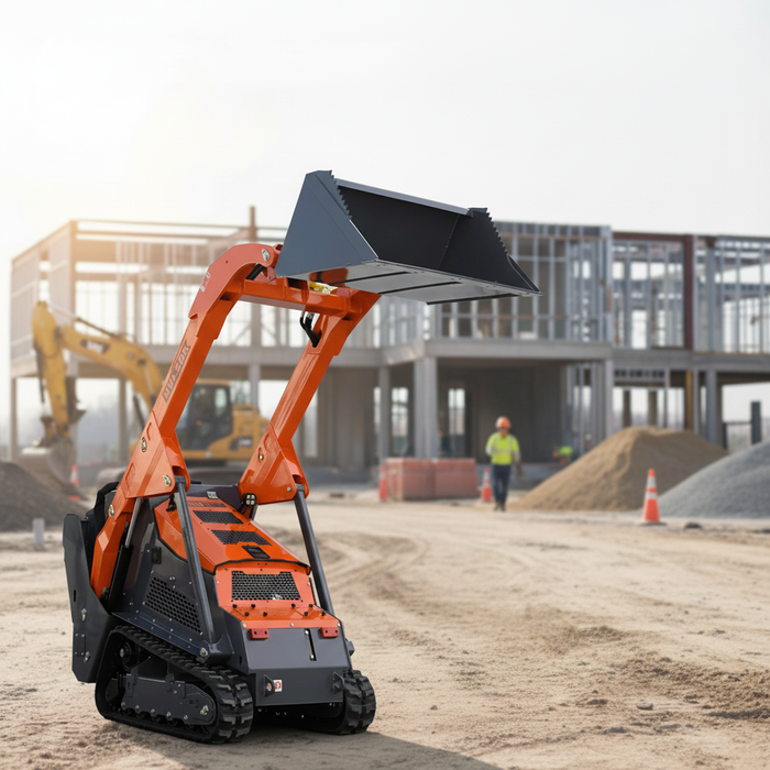 Mini Skid Steer Loader, 24.6HP Kubota Diesel Engine, 750lb Lift Capacity, 112in Lift Height with 44in Front Bucket, TMG-MVL28K