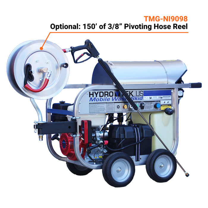 HYDRO TEK Nilfisk 4000 PSI 3.5 GPM Hot Water Pressure Washer, Honda Engine, Optional Pivoting Hose Reel