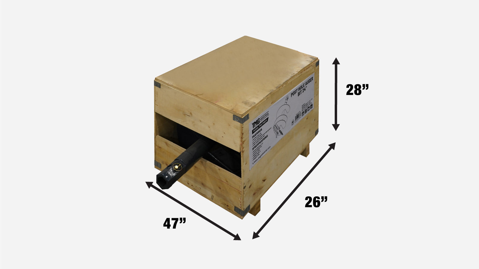 TMG Industrial 24” Post Hole Auger Bit, 48” Height, Fully Welded Cutting Disk, 8 Sharp Cutting Teeth, 2” Hex Drive, Built-In Boring Head, TMG-PAB24-shipping-info-image