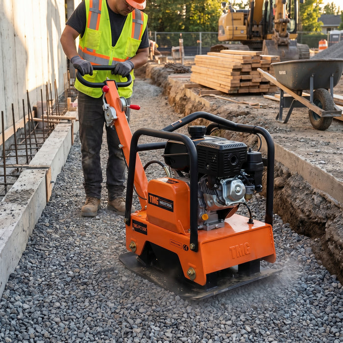 Compacteur à plaque vibrante réversible TMG Industrial 5600 lb, moteur Kohler Command Pro 6 HP, TMG-PC150K