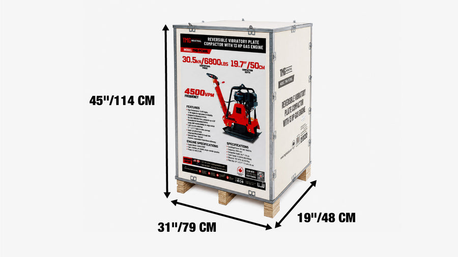 6800-lb Reversible Vibratory Plate Compactor with 13 HP Gas Engine, 20' Compaction Depth TMG-PC300L