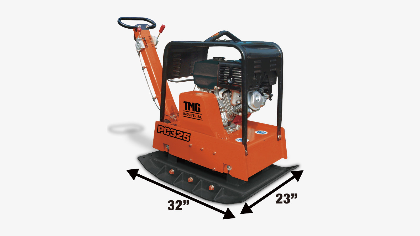 TMG Industrial 8500 Lbs Reversible Plate Compactor, 13 HP Loncin G390F EPA Engine, Self-Adjusting Centrifugal Clutch, TMG-PC325-specifications-image