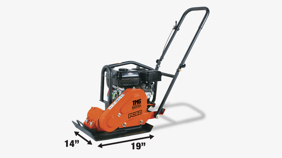 2380 Lbs Heavy-Duty Plate Compactor, 6.5 HP Loncin G200F Engine, 8" Compaction Depth, TMG-PC60