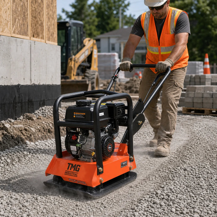 4500-lb Forward Vibratory Plate Compactor with 6.5 HP Gas Engine and 16 in. Compaction Depth TMG-PCF200L