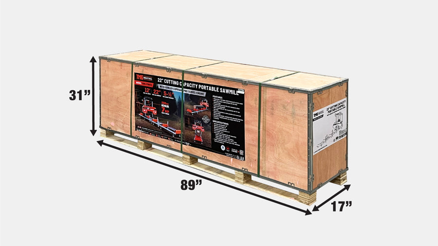 TMG Heavy Series™ 22" Portable Sawmill, 7 HP Kohler Command Engine, 12' Log Length, 4-Post Carriage with Saw Head Anti-tip Locking, TMG-PSM22